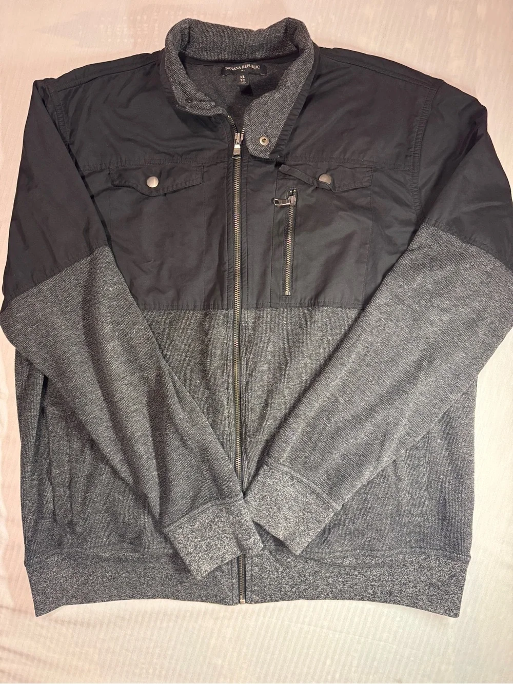 Banana Republic Two-Tone Charcoal & Dark Grey Zip Jacket